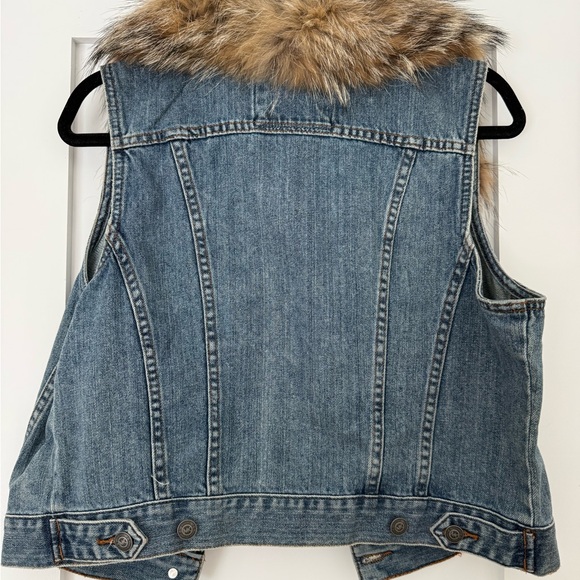Michael Kors Denim Vest with Fox Fur Trim - Picture 2 of 4